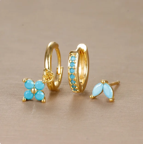 Women’s Gold Huggie Hoop Stud Earring Jewelry Set