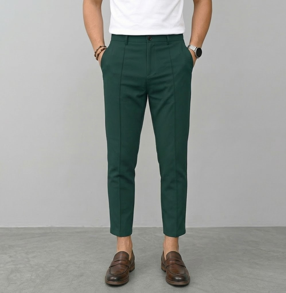 Men's Slim Fit Chinos Wool Blend Trousers Formal Smart Casual Dress Pants