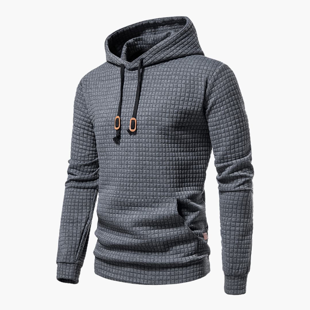 Men's Fleece Hoodie Waffle Knit Pullover Sweatshirt