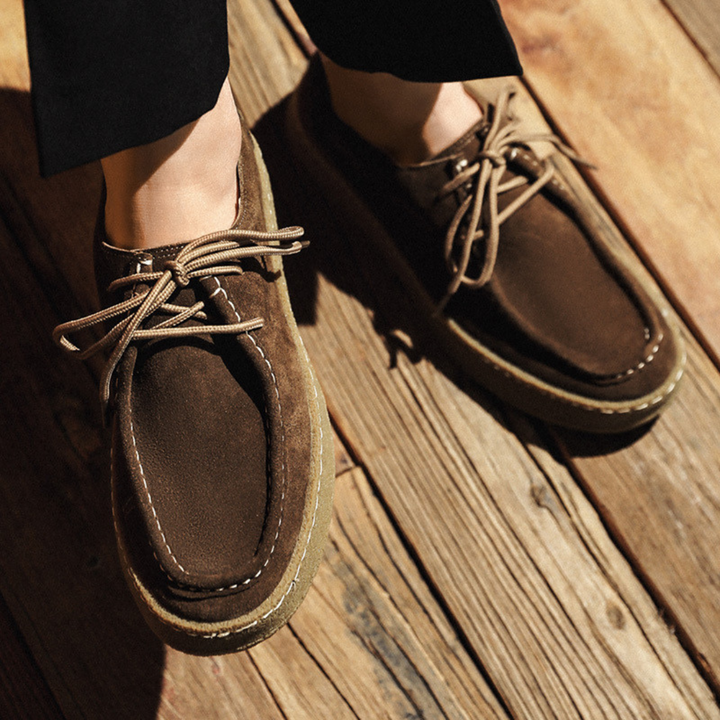 Men's Suede Moccasins Lace Up Flats