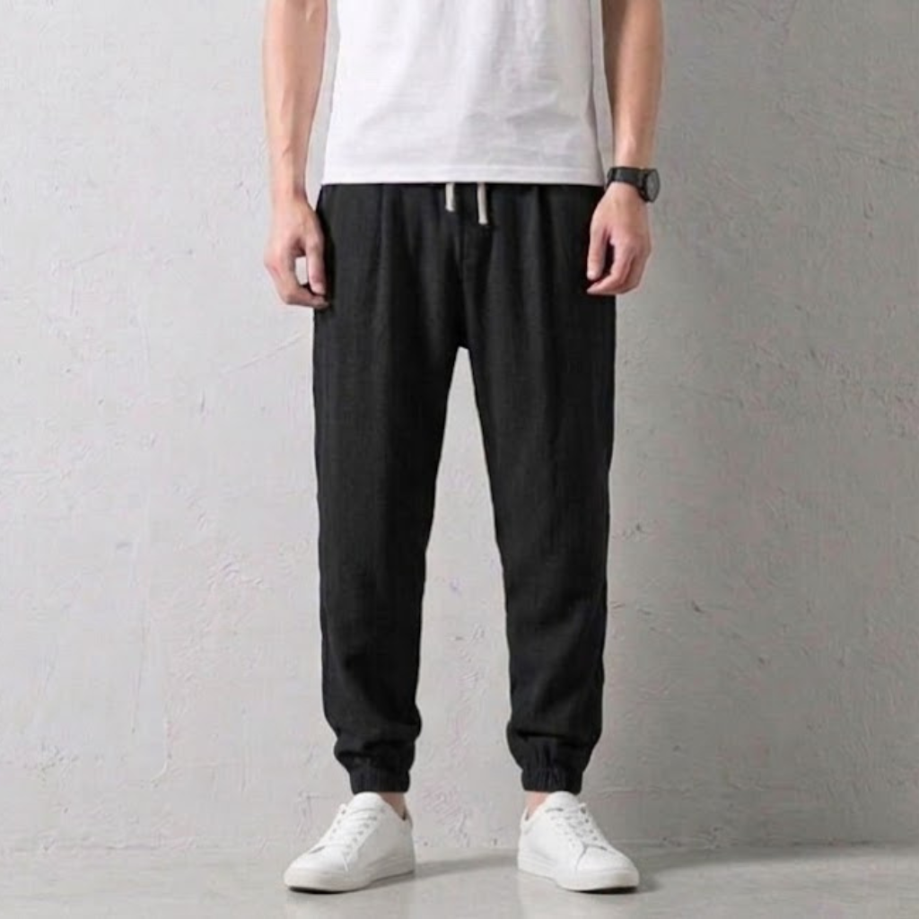 Men's Linen Joggers Lightweight Trousers Relaxed Fit Casual Pants