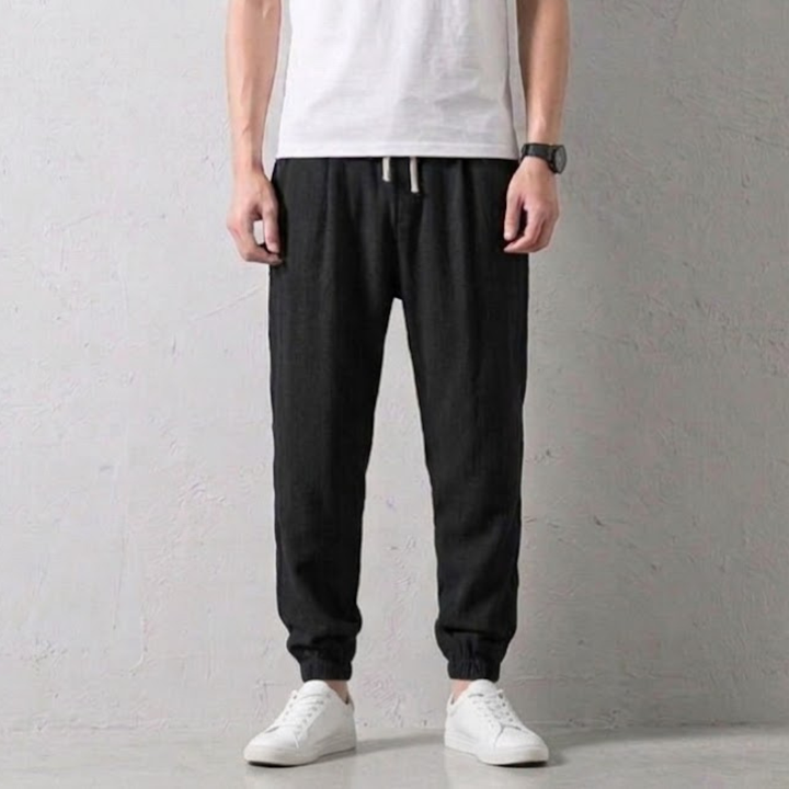 Men's Linen Joggers Lightweight Trousers Relaxed Fit Casual Pants
