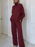 Women's Knit Jumper and Wide Leg Trousers Loungewear Set