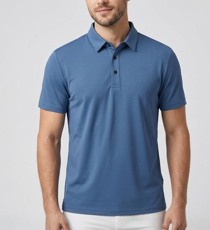 Men's Linen Blend Knit Polo Shirt Premium Short Sleeve Top