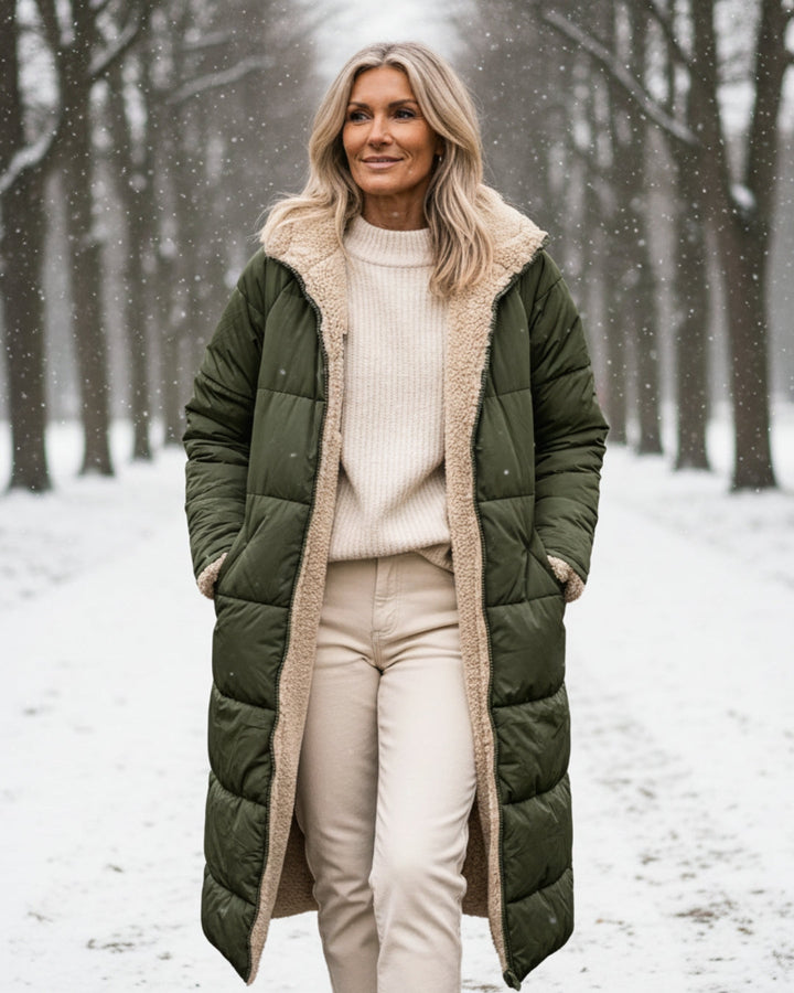 Women’s Long Hooded Fleece-Lined Puffer Coat