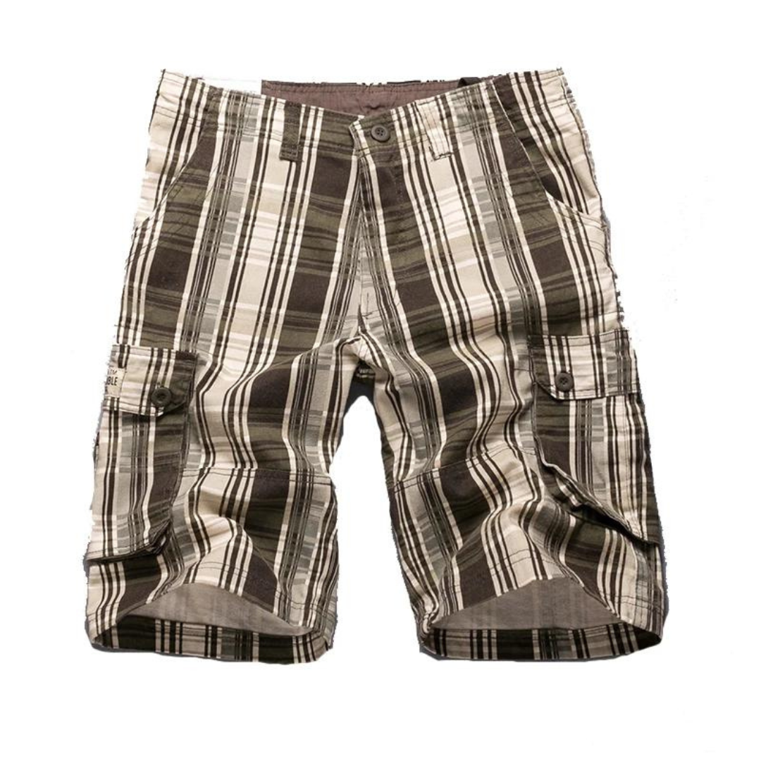 Men's Plaid Cargo Linen Casual Shorts