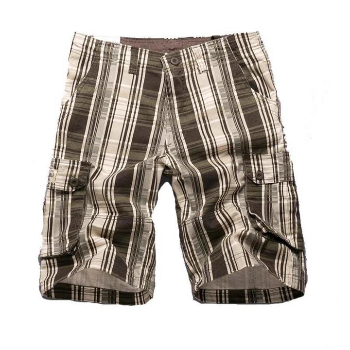 Men's Plaid Cargo Linen Casual Shorts