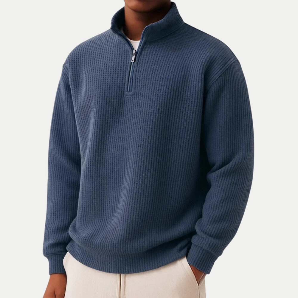 Men's Long Sleeve Half-Zip Knit Casual Pullover Sweater