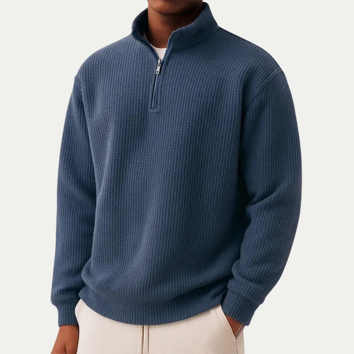 Men's Long Sleeve Half-Zip Knit Casual Pullover Sweater