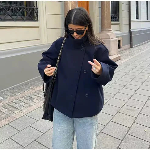 Women's Wool High Neck Jacket Outerwear