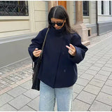 Women's Wool High Neck Jacket Outerwear
