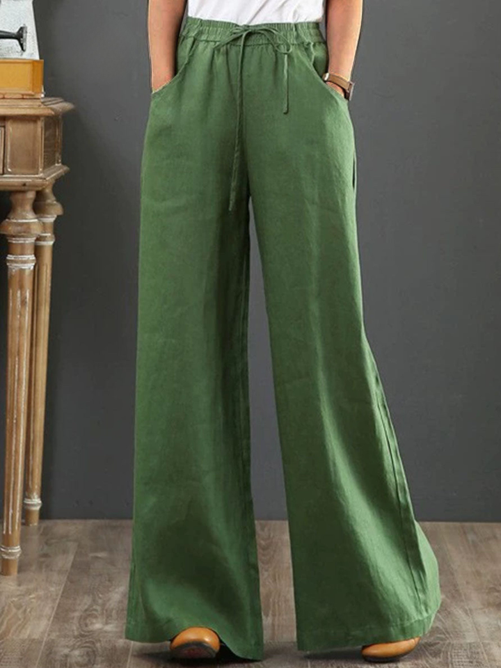 Women's High Waisted Wide Leg Linen Trousers Loose Fit Flowy Palazzo Pants