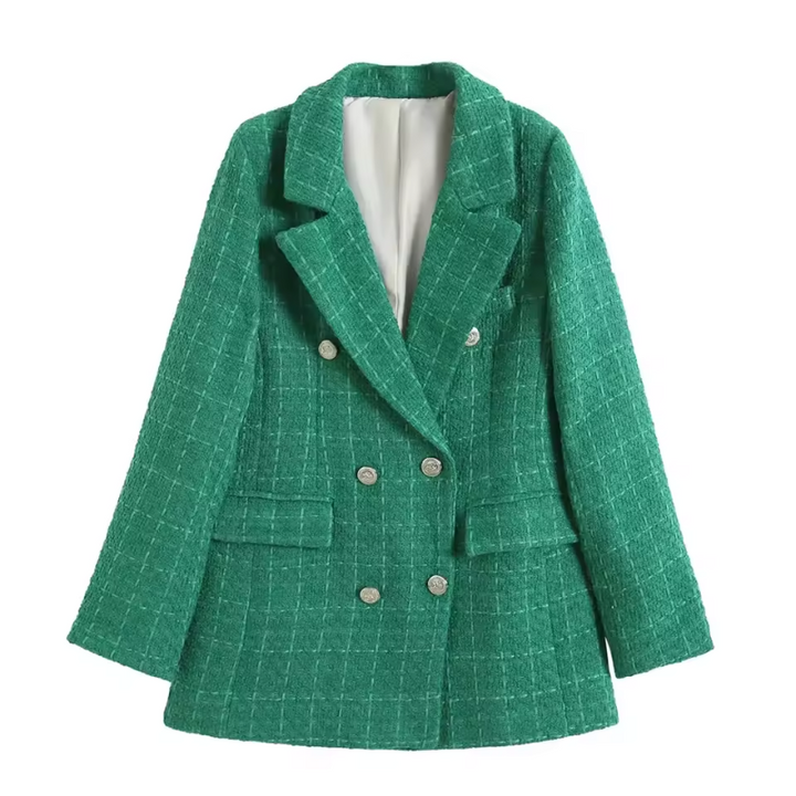 Women's Wool Mix Double Breasted Blazer Tailored Jacket