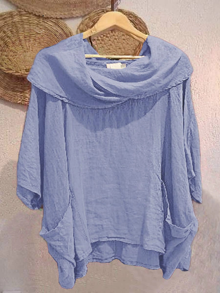 Women's Linen Knit Oversized Poncho Jumper Sweater