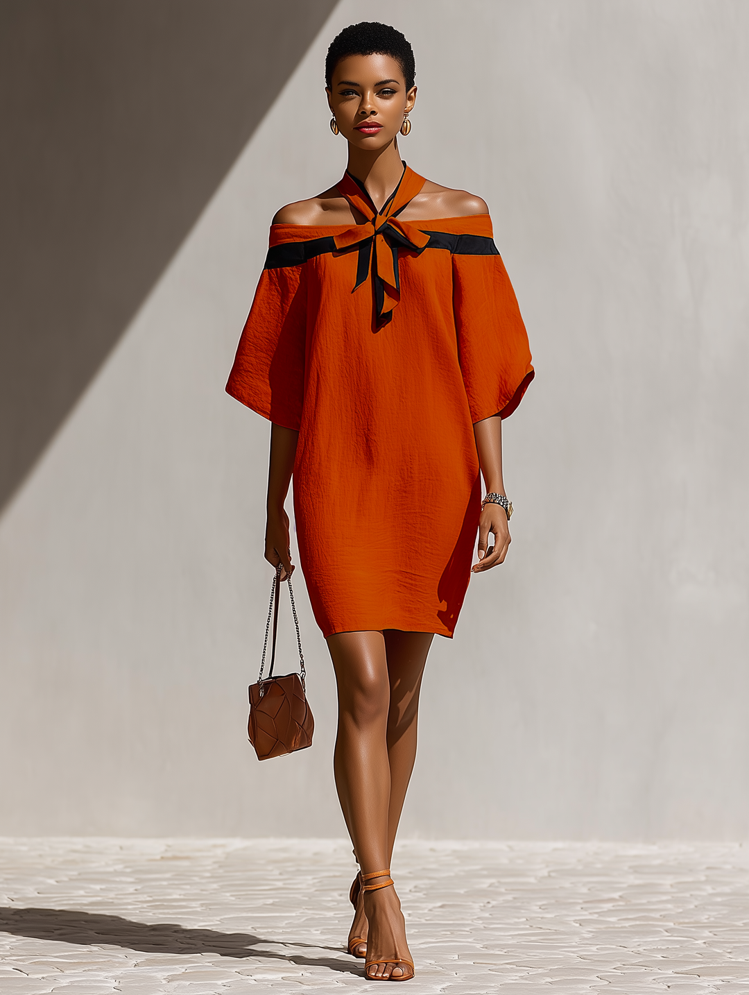 Women's Off Shoulder Dress Linen Casual Mini Party Shift Dress