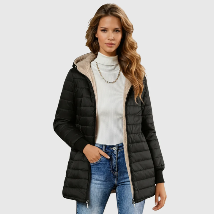 Women's Puffer Jacket Fleece Lined Quilted Coat