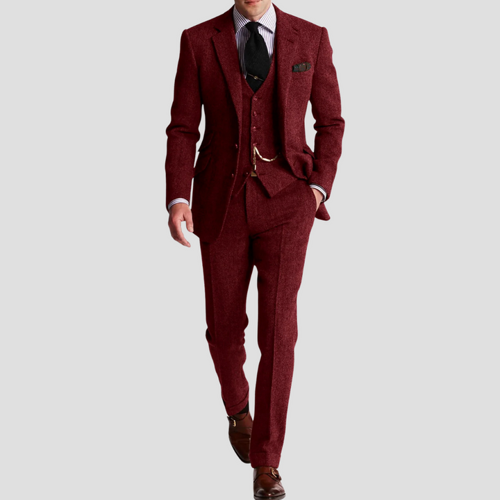 Men's Slim Fit Three-Piece Wool Suit