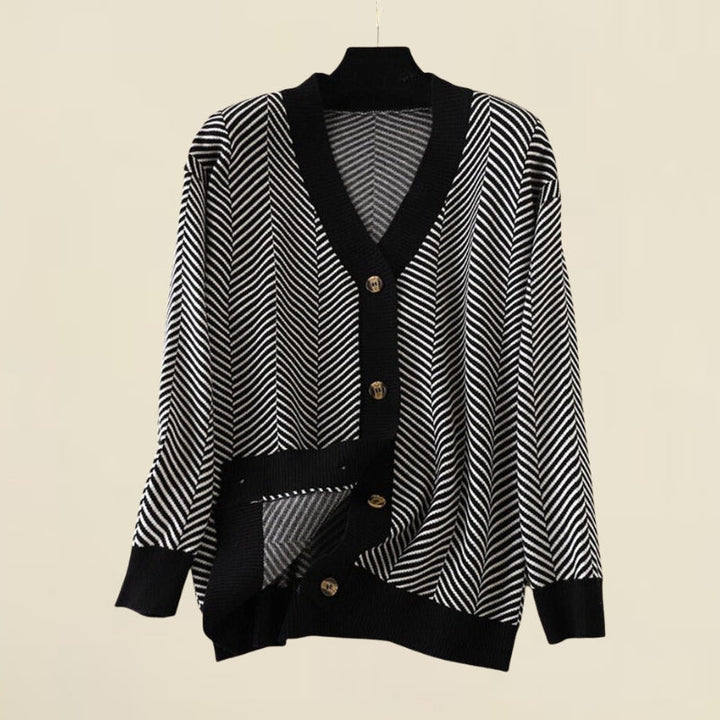 Cardigan en maille à col en V pour femme, pull oversize en laine