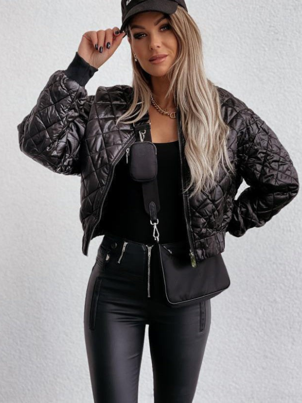 Women’s Fleece-Lined Quilted Puffer Bomber Jacket