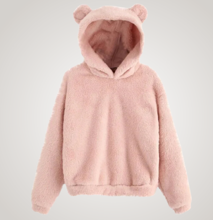 Women Fleece Bear Ear Hoodie Pullover Sweater