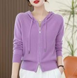 Women's Merino Wool Knit Zip-Up Hoodie