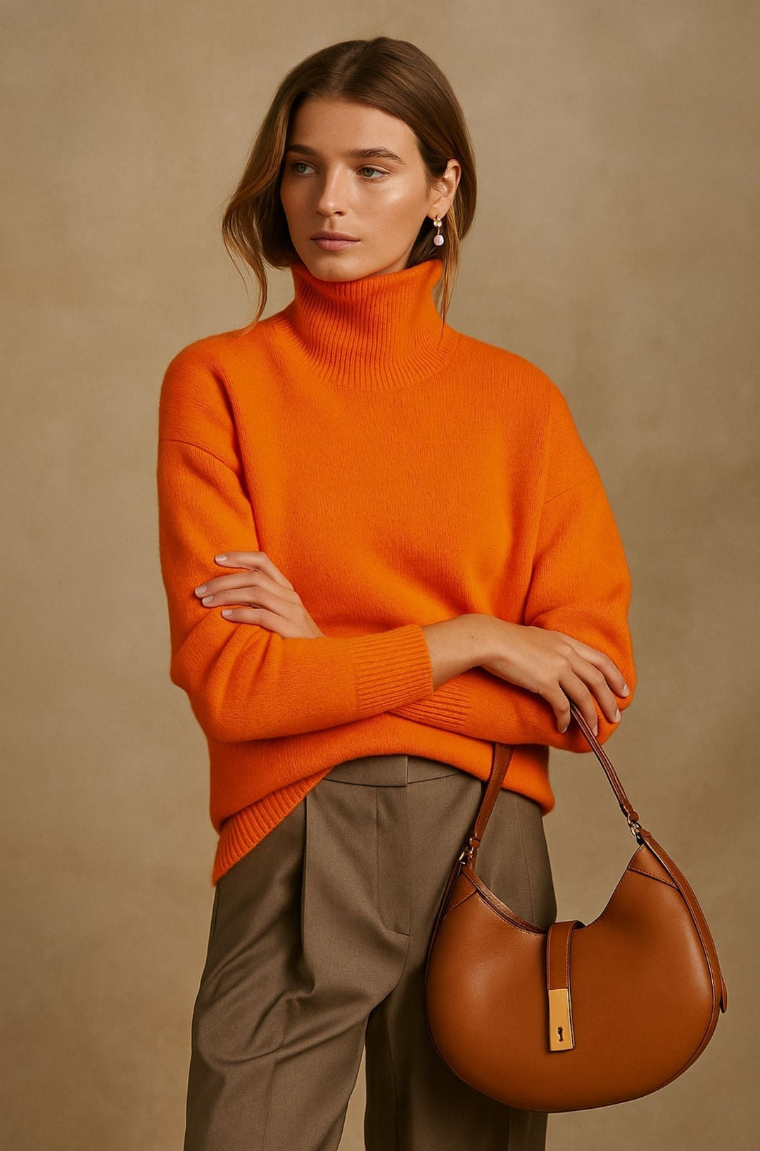 Women's Merino Wool Roll Neck Jumper Knit Pullover Sweater