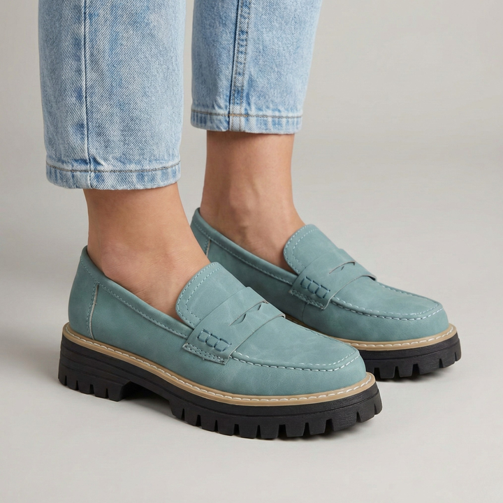 Loafers Women's Suede Leather Platform Slip On Shoes
