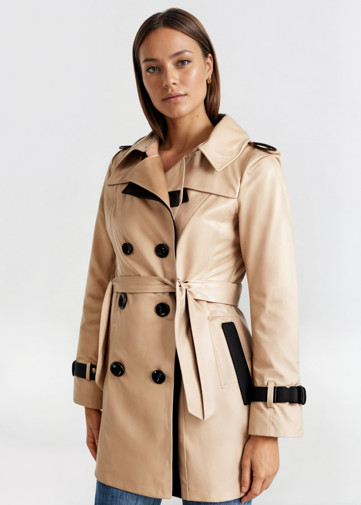 Women's Wool-Blend Double-Breasted Trench Coat