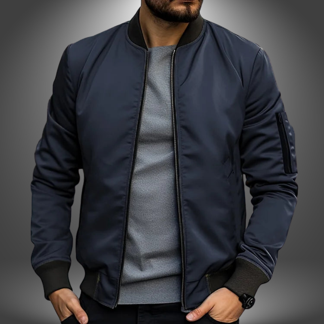 Men's Lightweight Slim-Fit Nylon Tailored Bomber Jacket