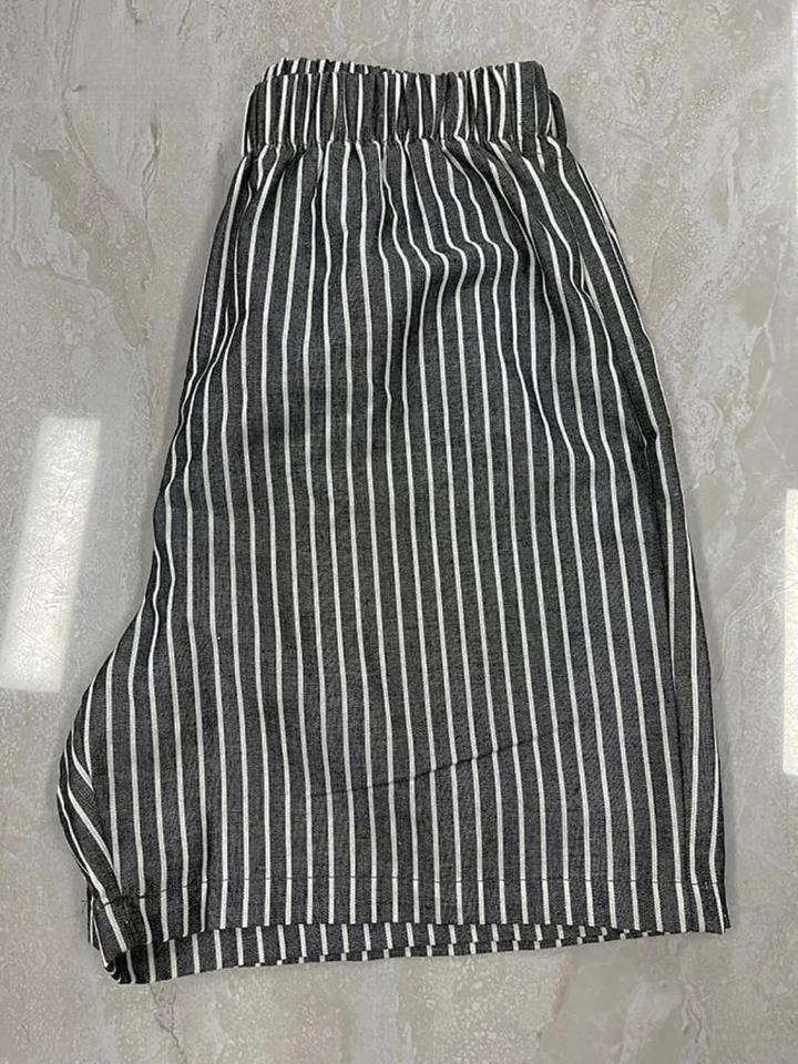 Women's Striped Linen Shorts Loose Fit Casual Beach Wear