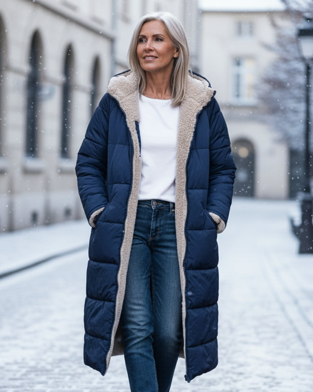 Women’s Long Hooded Fleece-Lined Puffer Coat