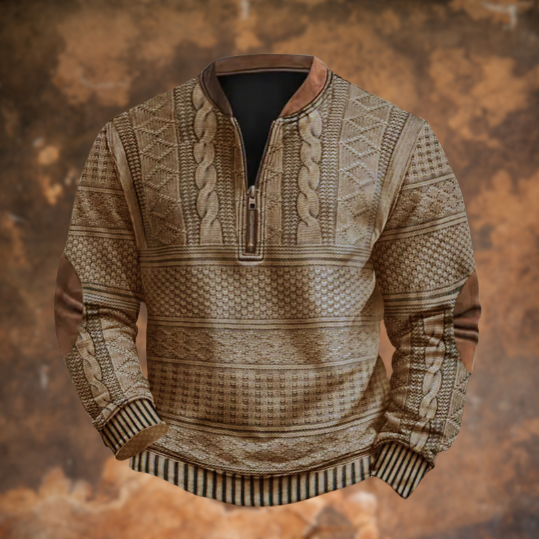 Men's Knit Quarter Zip Jumper Merino Wool Pullover Sweater
