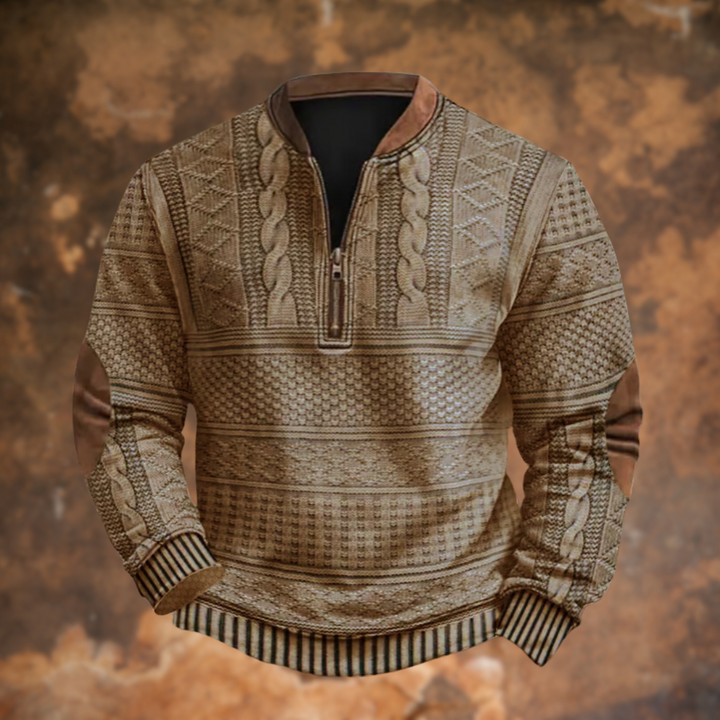 Men's Knit Quarter Zip Jumper Merino Wool Pullover Sweater