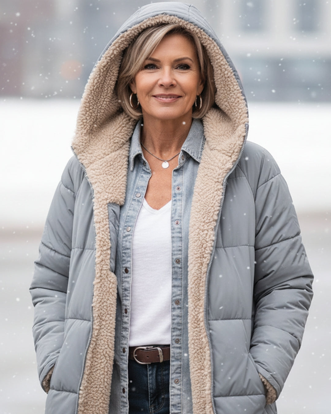 Women’s Long Hooded Fleece-Lined Puffer Coat