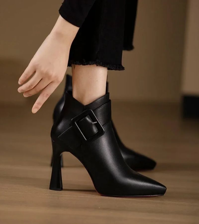 Women's Leather Ankle Boots High Heel