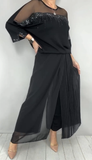 Ensemble pantalon de soirée élégant 2 pièces pour femme en mousseline et tulle