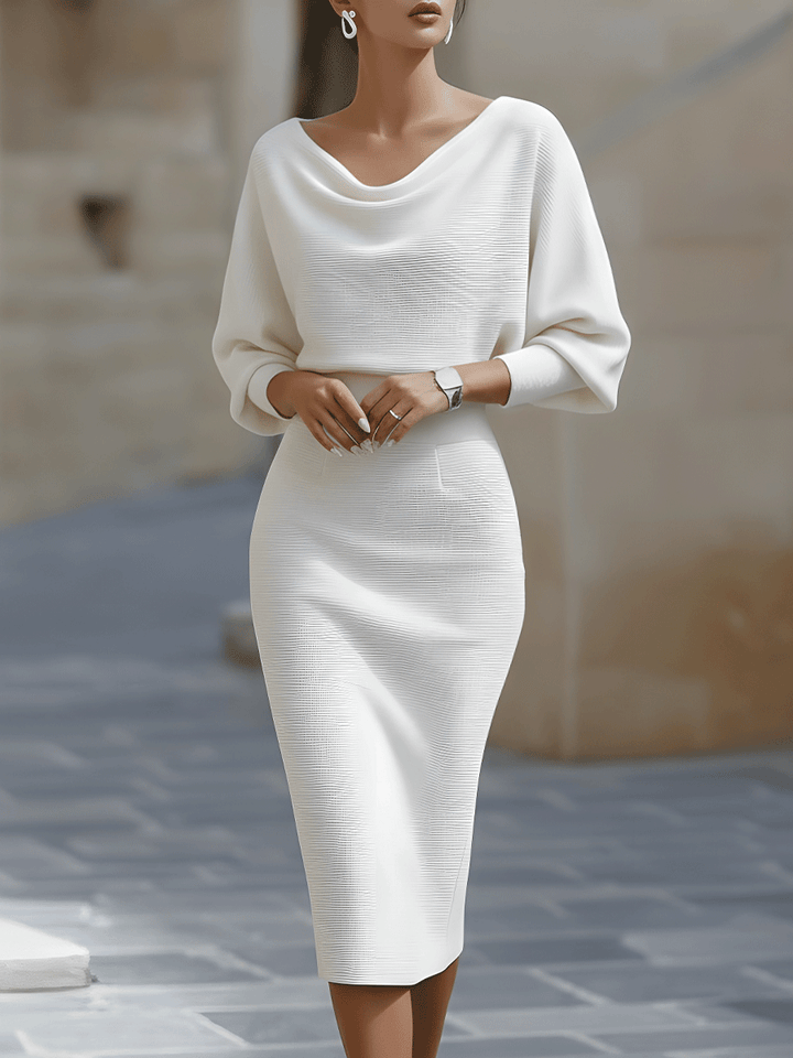 Women's Knit Midi Dress Merino Wool Sweater Dress