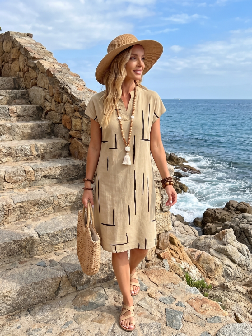 Women's Linen Shift Dress Casual Tunic