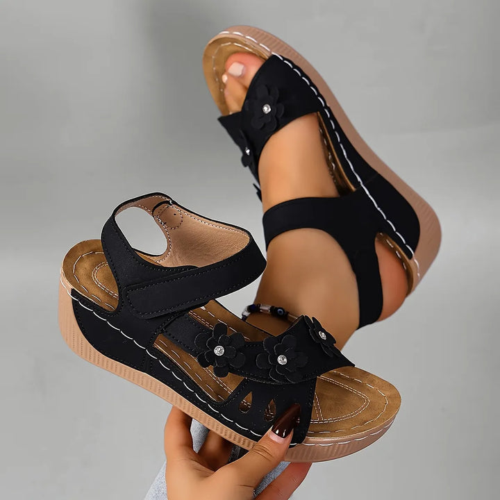 Women's Leather Platform Casual Comfort Wedge Sandals