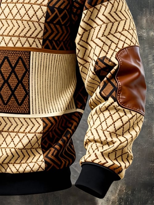 Men's Knit Sweater Quarter Zip Fleece Pullover Jacket