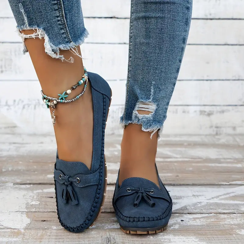 Loafers Womens Suede Slip On Flat Shoes