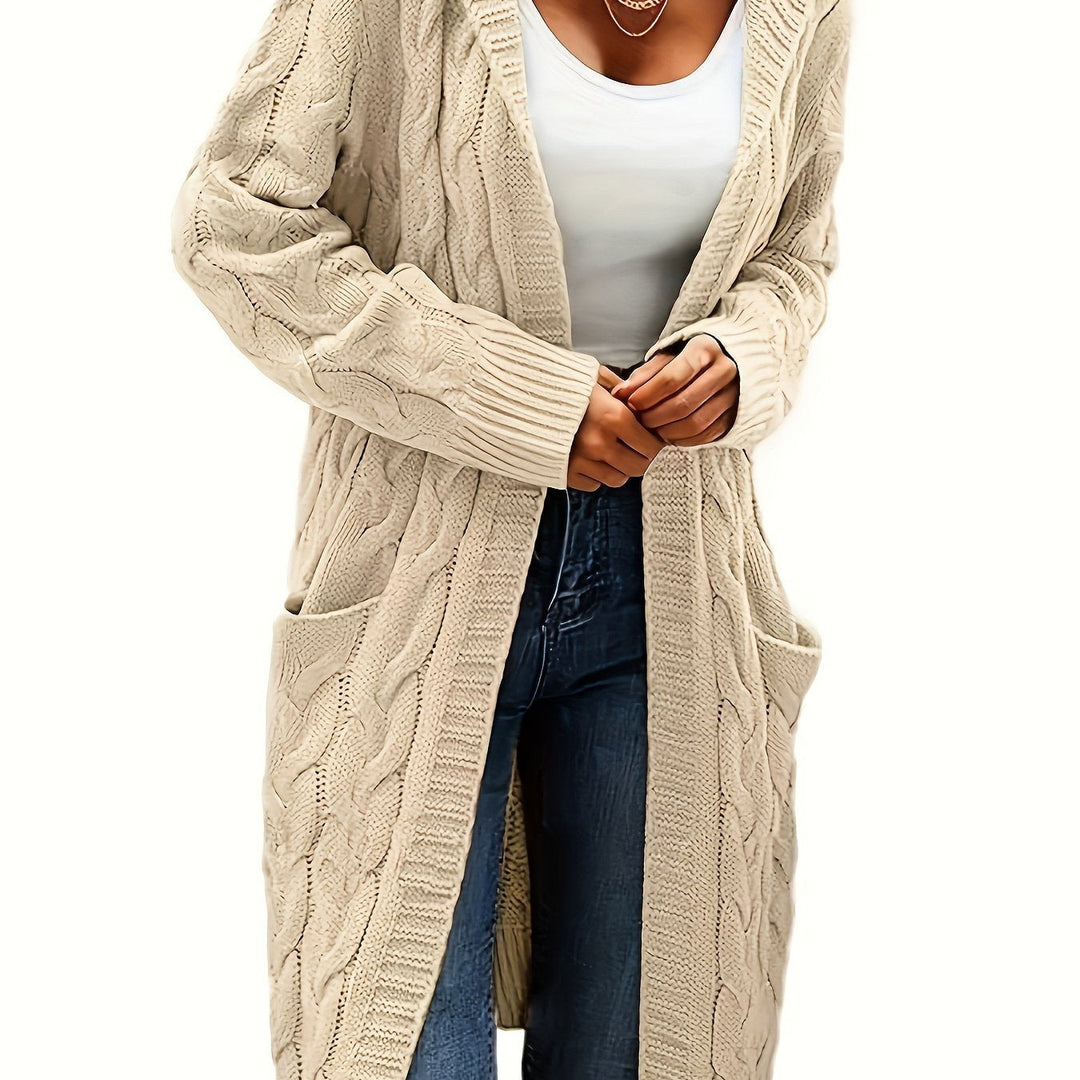 Cardigan oversize tricoté pour femme, ouvert sur le devant