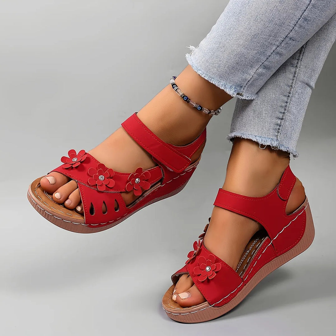 Women's Leather Platform Casual Comfort Wedge Sandals