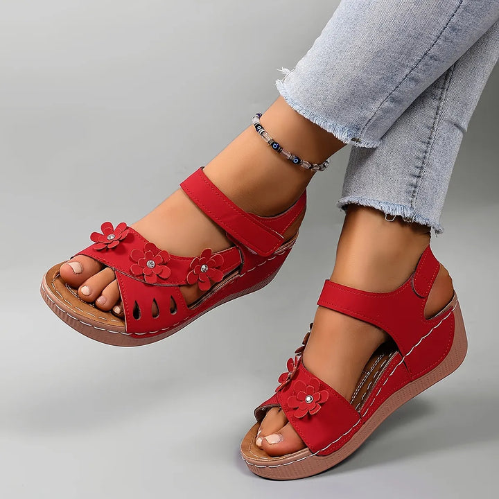 Women's Leather Platform Casual Comfort Wedge Sandals