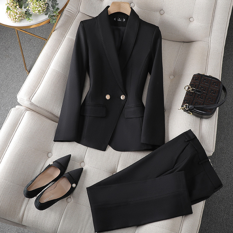 Women's Blazer Pant Suit Set Woolmix Formal Business Two Piece Set