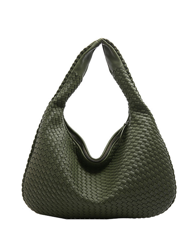 Women Woven Leather Hobo Bag Knot Shoulder Purse