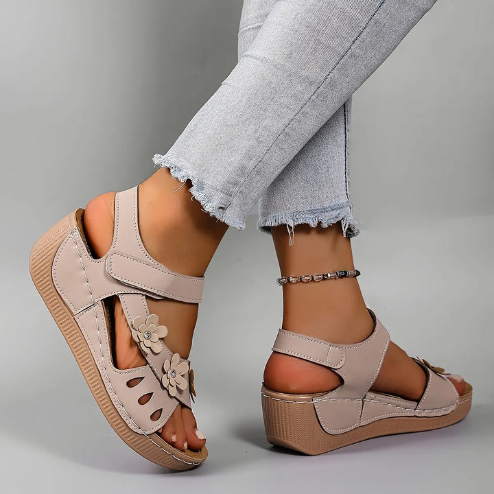 Women's Leather Platform Casual Comfort Wedge Sandals
