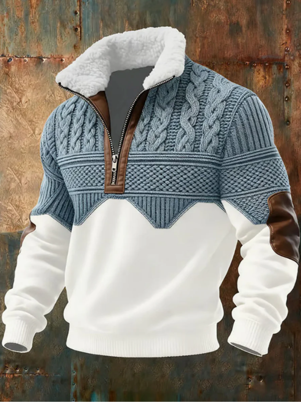 Quarter-Zip Men's Knit Pullover Wool Mix Sweater Jumper