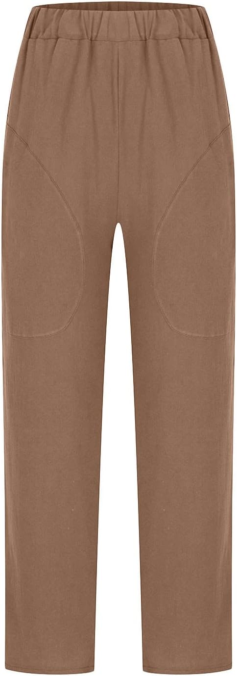 Cotton Linen Women's Casual Trousers Wide Leg Summer Pants