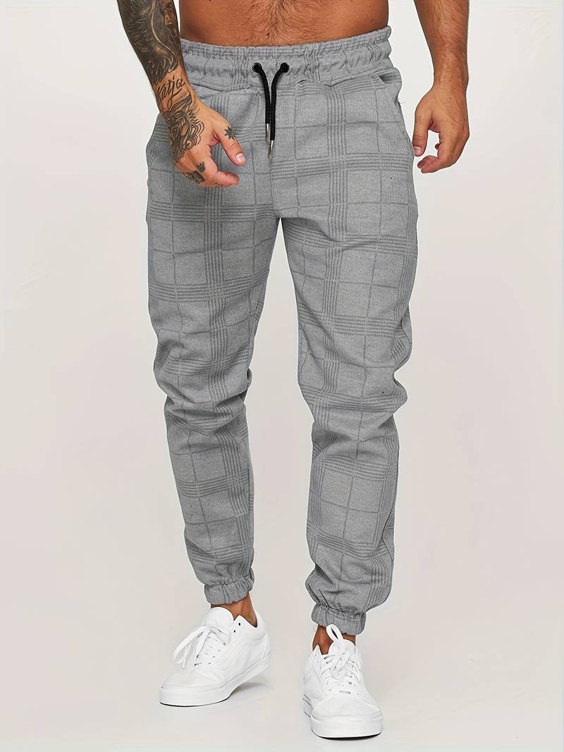 Men's Fleece Joggers Plaid Checkered Sweatpants